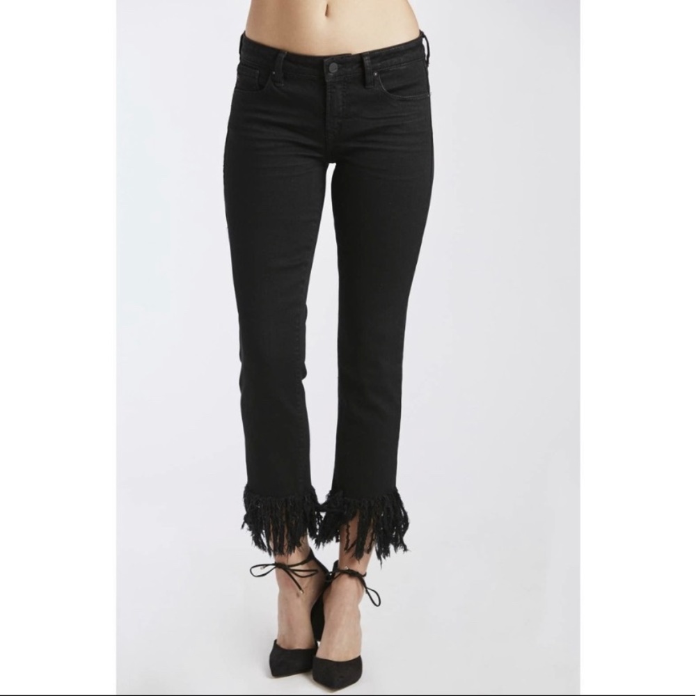 Dear John Nirvana Fringe Hem Cropped Jeans Black